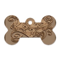 Wood Sculpt Carved Background Dog Tag Bone (Two Sides)