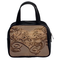 Wood Sculpt Carved Background Classic Handbags (2 Sides)