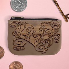 Wood Sculpt Carved Background Mini Coin Purses