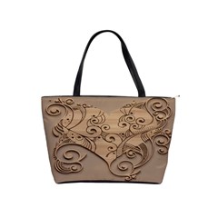 Wood Sculpt Carved Background Shoulder Handbags