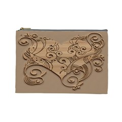 Wood Sculpt Carved Background Cosmetic Bag (large)  by Sapixe