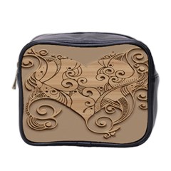 Wood Sculpt Carved Background Mini Toiletries Bag 2-side by Sapixe