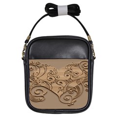 Wood Sculpt Carved Background Girls Sling Bags