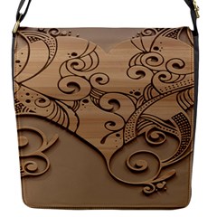 Wood Sculpt Carved Background Flap Messenger Bag (S)