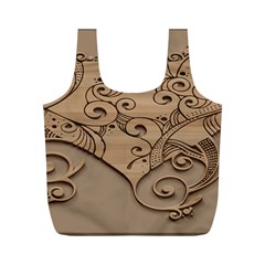 Wood Sculpt Carved Background Full Print Recycle Bags (M) 