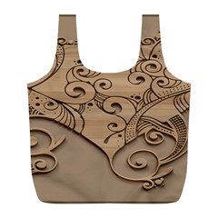 Wood Sculpt Carved Background Full Print Recycle Bags (L) 