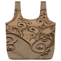 Wood Sculpt Carved Background Full Print Recycle Bags (L) 