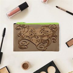 Wood Sculpt Carved Background Cosmetic Bag (XS)