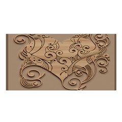 Wood Sculpt Carved Background Satin Shawl