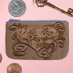 Wood Sculpt Carved Background Large Coin Purse