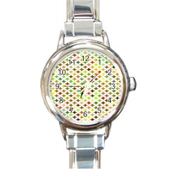 Background Multicolored Star Round Italian Charm Watch