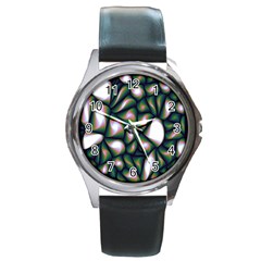 Fuzzy Abstract Art Urban Fragments Round Metal Watch by Sapixe