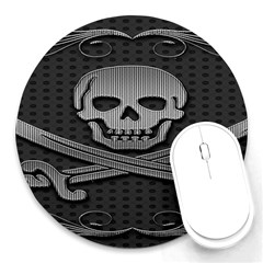 Skull Metal Background Carved Round Mousepads by Sapixe