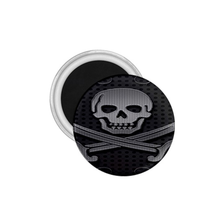 Skull Metal Background Carved 1.75  Magnets