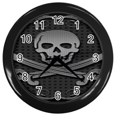 Skull Metal Background Carved Wall Clocks (black) by Sapixe