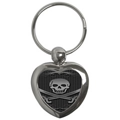 Skull Metal Background Carved Key Chains (heart)  by Sapixe