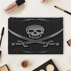 Skull Metal Background Carved Cosmetic Bag (large)  by Sapixe