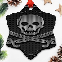 Skull Metal Background Carved Snowflake Ornament (two Sides) by Sapixe