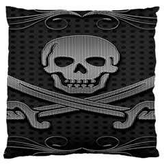 Skull Metal Background Carved Large Cushion Case (one Side) by Sapixe