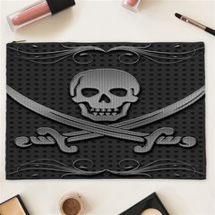 Skull Metal Background Carved Cosmetic Bag (xxl)  by Sapixe