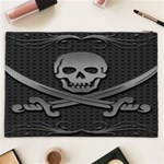 Skull Metal Background Carved Cosmetic Bag (XXL)  Back