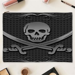 Skull Metal Background Carved Cosmetic Bag (xxxl)  by Sapixe