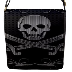 Skull Metal Background Carved Flap Messenger Bag (s) by Sapixe