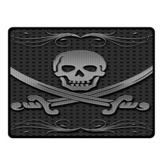 Skull Metal Background Carved Double Sided Fleece Blanket (small)  by Sapixe