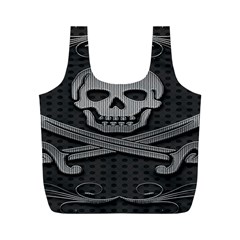 Skull Metal Background Carved Full Print Recycle Bags (m)  by Sapixe