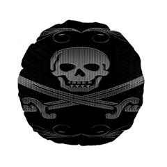 Skull Metal Background Carved Standard 15  Premium Flano Round Cushions by Sapixe