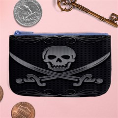 Skull Metal Background Carved Large Coin Purse by Sapixe