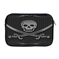 Skull Metal Background Carved Apple Macbook Pro 17  Zipper Case by Sapixe