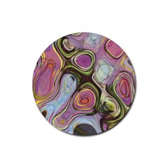 Retro Background Colorful Hippie Rubber Coaster (round)  by Sapixe