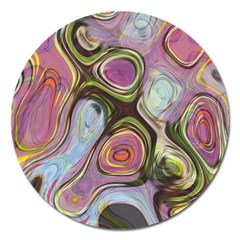 Retro Background Colorful Hippie Magnet 5  (round) by Sapixe