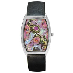 Retro Background Colorful Hippie Barrel Style Metal Watch by Sapixe