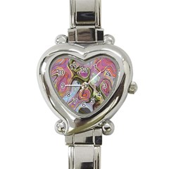 Retro Background Colorful Hippie Heart Italian Charm Watch by Sapixe