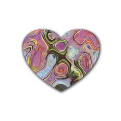 Retro Background Colorful Hippie Rubber Coaster (heart)  by Sapixe