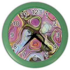 Retro Background Colorful Hippie Color Wall Clocks by Sapixe