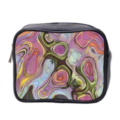 Retro Background Colorful Hippie Mini Toiletries Bag 2-side by Sapixe