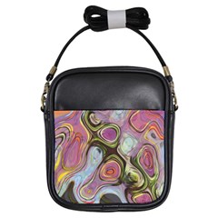 Retro Background Colorful Hippie Girls Sling Bags by Sapixe