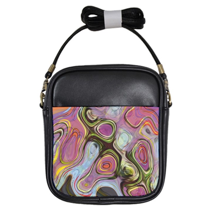 Retro Background Colorful Hippie Girls Sling Bags