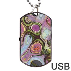 Retro Background Colorful Hippie Dog Tag Usb Flash (one Side) by Sapixe