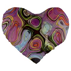 Retro Background Colorful Hippie Large 19  Premium Heart Shape Cushions by Sapixe