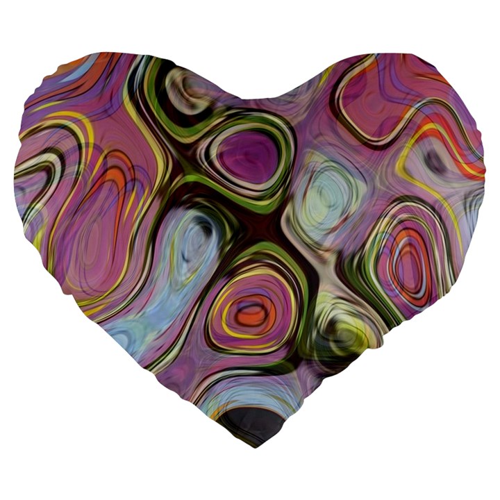 Retro Background Colorful Hippie Large 19  Premium Heart Shape Cushions