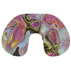 Retro Background Colorful Hippie Travel Neck Pillows by Sapixe