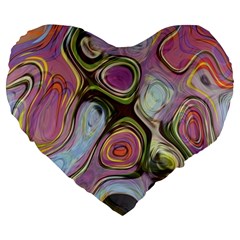 Retro Background Colorful Hippie Large 19  Premium Flano Heart Shape Cushions