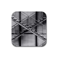 Architecture Stairs Steel Abstract Rubber Square Coaster (4 Pack)  by Sapixe