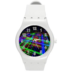 Electronics Board Computer Trace Round Plastic Sport Watch (m) by Sapixe