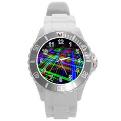 Electronics Board Computer Trace Round Plastic Sport Watch (l) by Sapixe