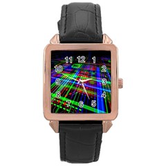 Electronics Board Computer Trace Rose Gold Leather Watch  by Sapixe